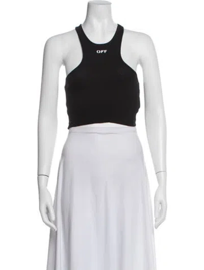 Pre-owned Off-white Graphic Print Crew Neck Crop Top In Black/white