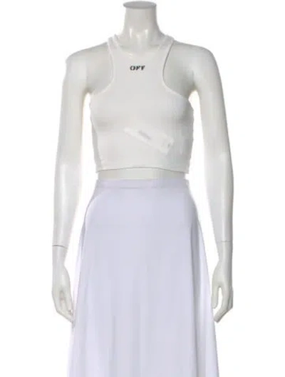 Pre-owned Off-white Graphic Print Crew Neck Crop Top In Neutral