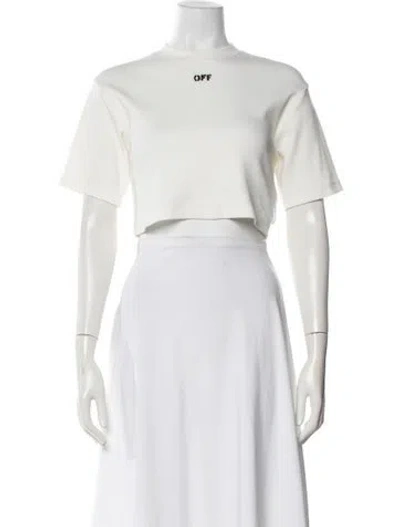 Pre-owned Off-white Graphic Print Crew Neck Crop Top W/ Tags In White