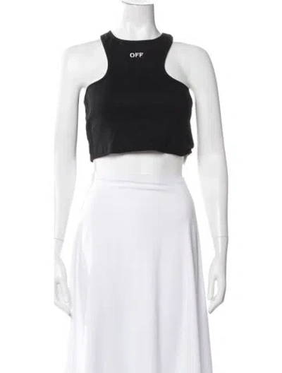 Pre-owned Off-white Graphic Print Crew Neck Crop Top W/ Tags In White