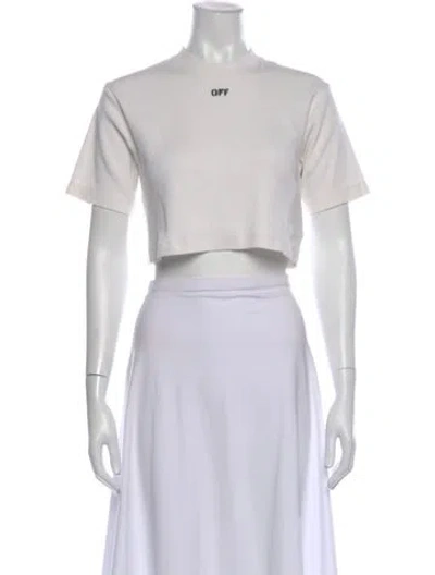 Pre-owned Off-white Graphic Print Crew Neck Crop Top In White