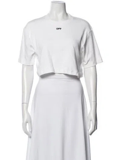 Pre-owned Off-white Graphic Print Crew Neck Crop Top In White