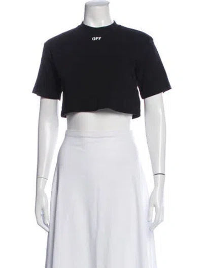 Pre-owned Off-white Graphic Print Crew Neck Crop Top In White