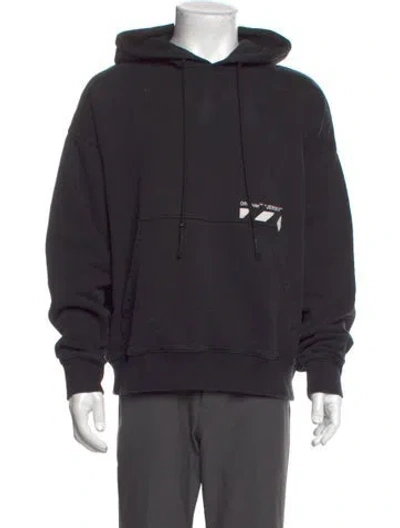 Pre-owned Off-white Graphic Print Crew Neck Hoodie In Black