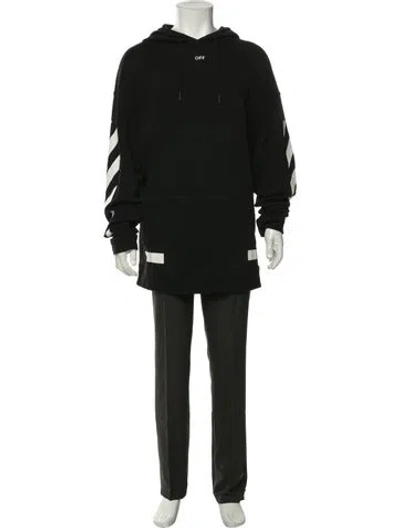 Pre-owned Off-white Graphic Print Crew Neck Hoodie In Black