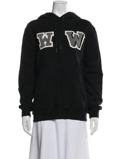 Pre-owned Off-white Graphic Print Crew Neck Hoodie In Black