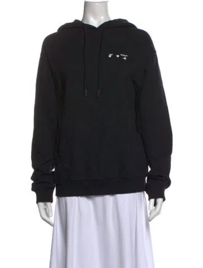 Pre-owned Off-white Graphic Print Crew Neck Hoodie In Black