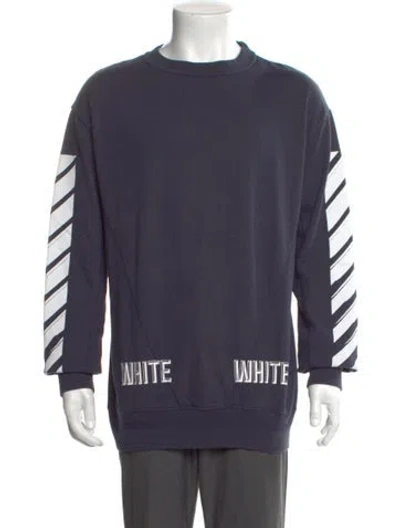 Pre-owned Off-white Graphic Print Crew Neck Pullover In Blue