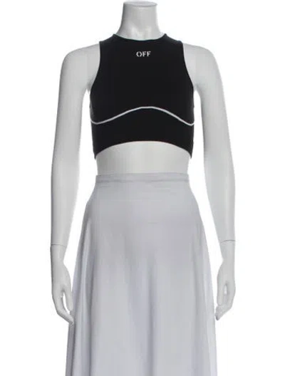 Pre-owned Off-white Graphic Print Crew Neck Sports Bra In Black