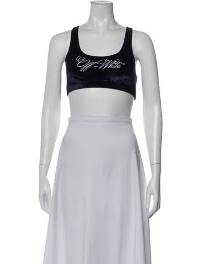 Pre-owned Off-white Graphic Print Crew Neck Sports Bra In Blue