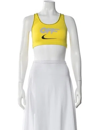 Pre-owned Off-white Graphic Print Crew Neck Sports Bra In Yellow