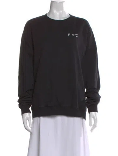 Pre-owned Off-white Graphic Print Crew Neck Sweater In Black