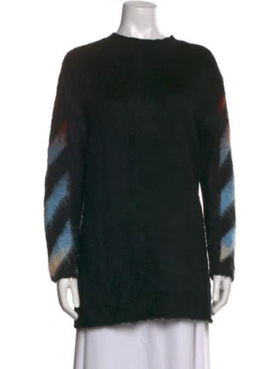 Pre-owned Off-white Graphic Print Crew Neck Sweater In Black