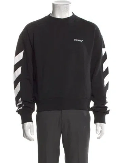 Pre-owned Off-white Graphic Print Crew Neck Sweatshirt In Black