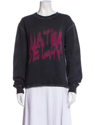 Pre-owned Off-white Graphic Print Crew Neck Sweatshirt In Black