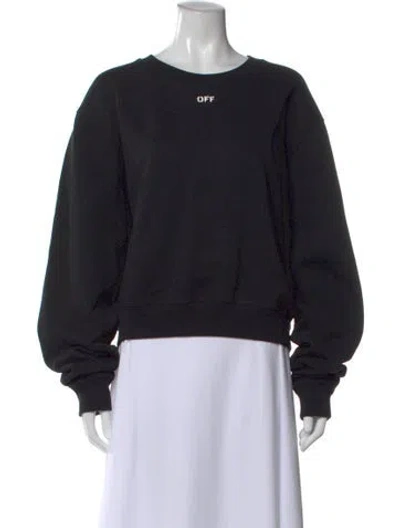 Pre-owned Off-white Graphic Print Crew Neck Sweatshirt In Black