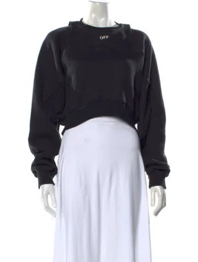 Pre-owned Off-white Graphic Print Crew Neck Sweatshirt In Black