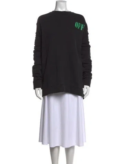 Pre-owned Off-white Graphic Print Crew Neck Sweatshirt In Black