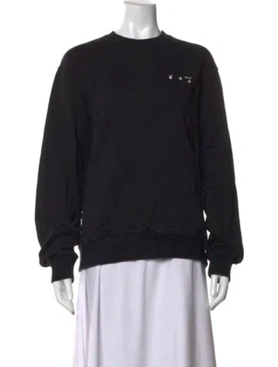 Pre-owned Off-white Graphic Print Crew Neck Sweatshirt In Black