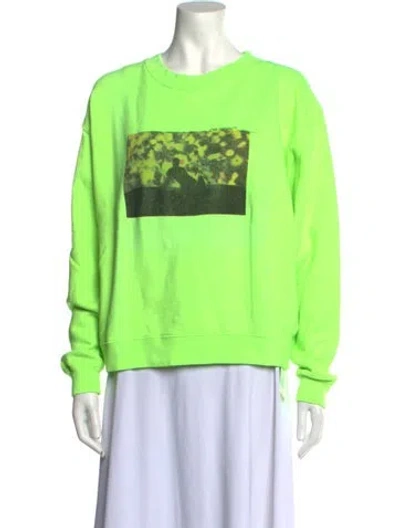 Pre-owned Off-white Graphic Print Crew Neck Sweatshirt In Green