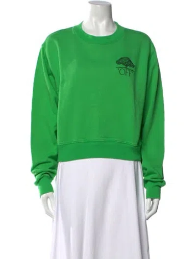 Pre-owned Off-white Graphic Print Crew Neck Sweatshirt In Green