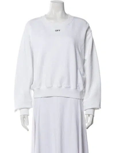 Pre-owned Off-white Graphic Print Crew Neck Sweatshirt In White