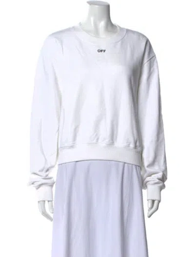 Pre-owned Off-white Graphic Print Crew Neck Sweatshirt In White