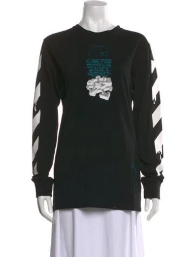 Pre-owned Off-white Graphic Print Crew Neck T-shirt In Black