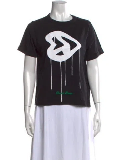 Pre-owned Off-white Graphic Print Crew Neck T-shirt In Black