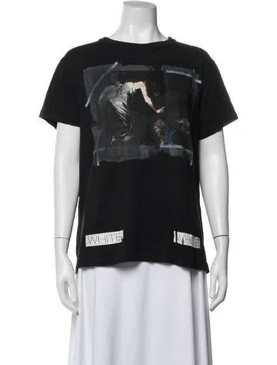 Pre-owned Off-white Graphic Print Crew Neck T-shirt In Black