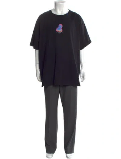 Pre-owned Off-white Graphic Print Crew Neck T-shirt In Black