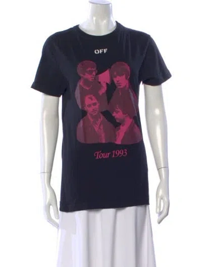 Pre-owned Off-white Graphic Print Crew Neck T-shirt In Blue