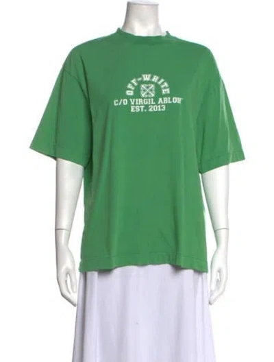 Pre-owned Off-white Graphic Print Crew Neck T-shirt In Green