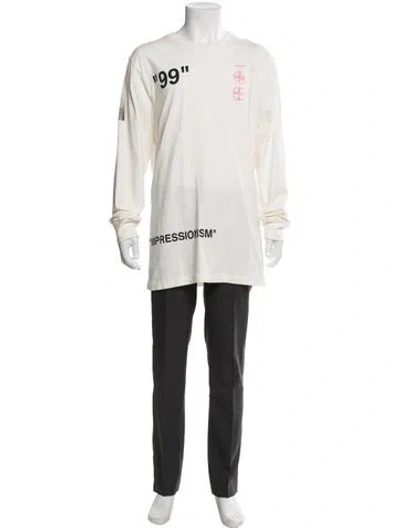 Pre-owned Off-white Graphic Print Crew Neck T-shirt In Neutral