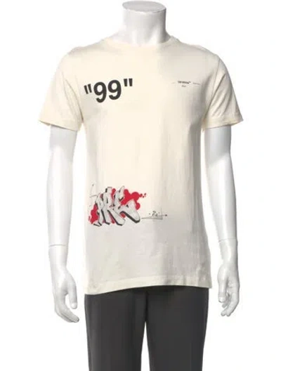 Pre-owned Off-white Graphic Print Crew Neck T-shirt In Neutral