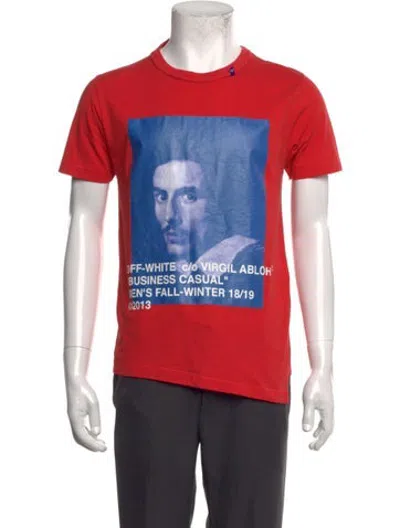 Pre-owned Off-white Graphic Print Crew Neck T-shirt In Red