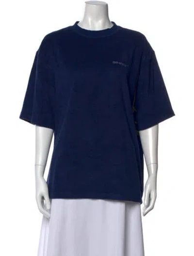 Pre-owned Off-white Graphic Print Crew Neck T-shirt W/ Tags In Blue