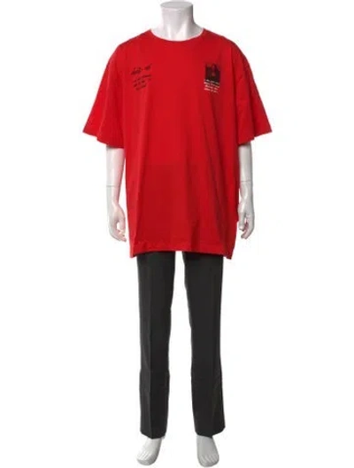 Pre-owned Off-white Graphic Print Crew Neck T-shirt W/ Tags In Red