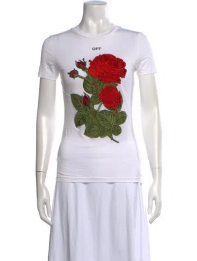 Pre-owned Off-white Graphic Print Crew Neck T-shirt In White