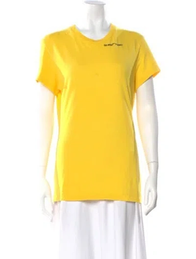 Pre-owned Off-white Graphic Print Crew Neck T-shirt In Yellow