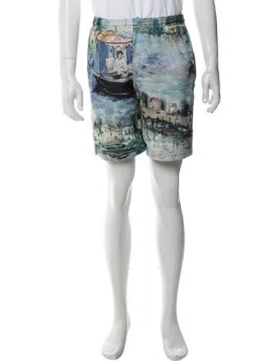 Pre-owned Off-white Graphic Print Jogger Shorts In Blue