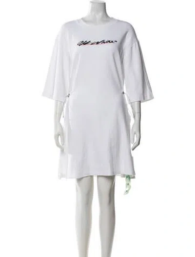 Pre-owned Off-white Graphic Print Knee-length Dress In Neutrals