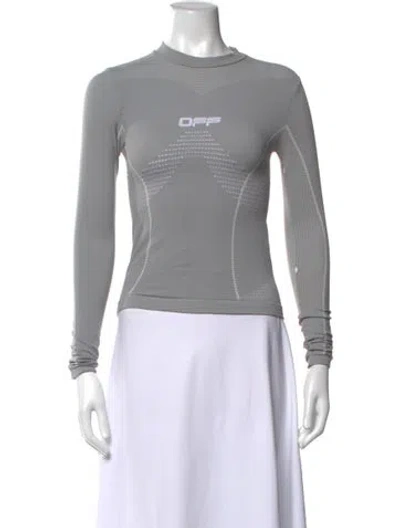 Pre-owned Off-white Graphic Print Mock Neck Top In Grey