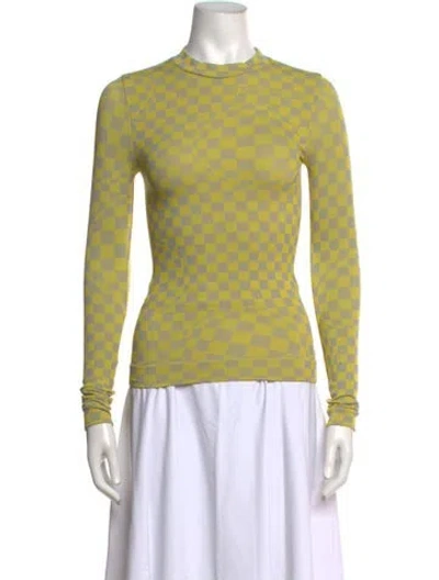 Pre-owned Off-white Graphic Print Mock Neck Top In Yellow