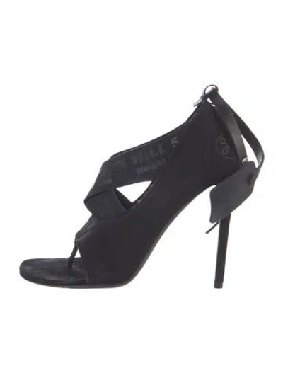 Pre-owned Off-white Graphic Print Sandals In Black