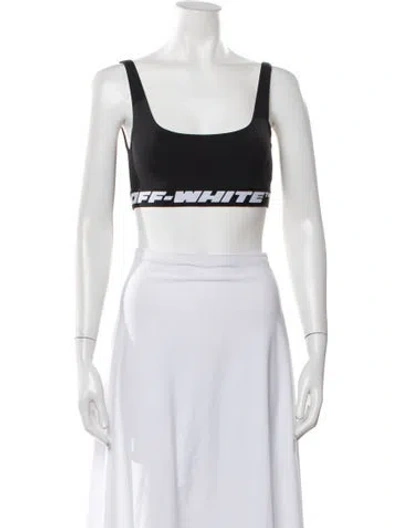 Pre-owned Off-white Graphic Print Scoop Neck Sports Bra In Black
