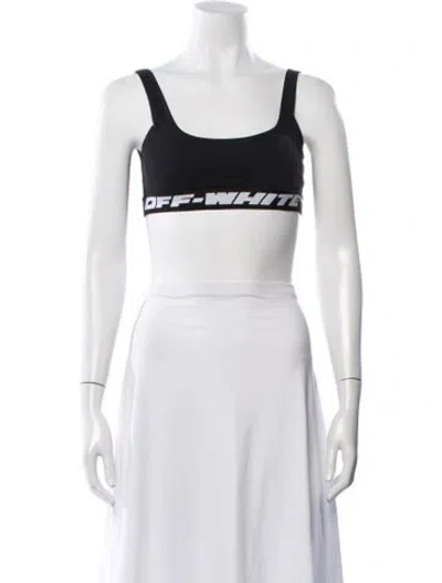 Pre-owned Off-white Graphic Print Scoop Neck Sports Bra In Black