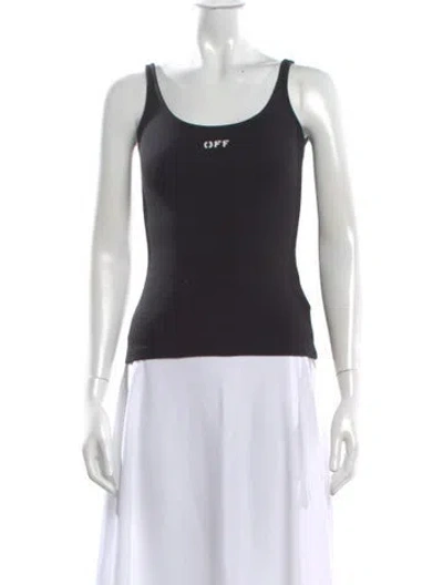 Pre-owned Off-white Graphic Print Scoop Neck Top In Black