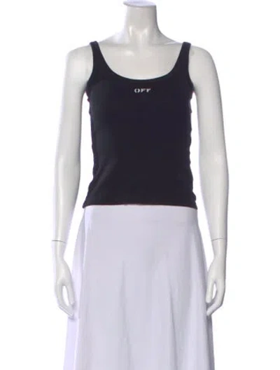 Pre-owned Off-white Graphic Print Scoop Neck Top In Black