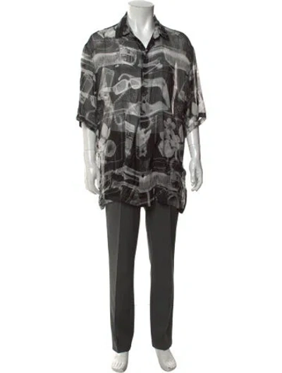 Pre-owned Off-white Graphic Print Short Sleeve Shirt In Black
